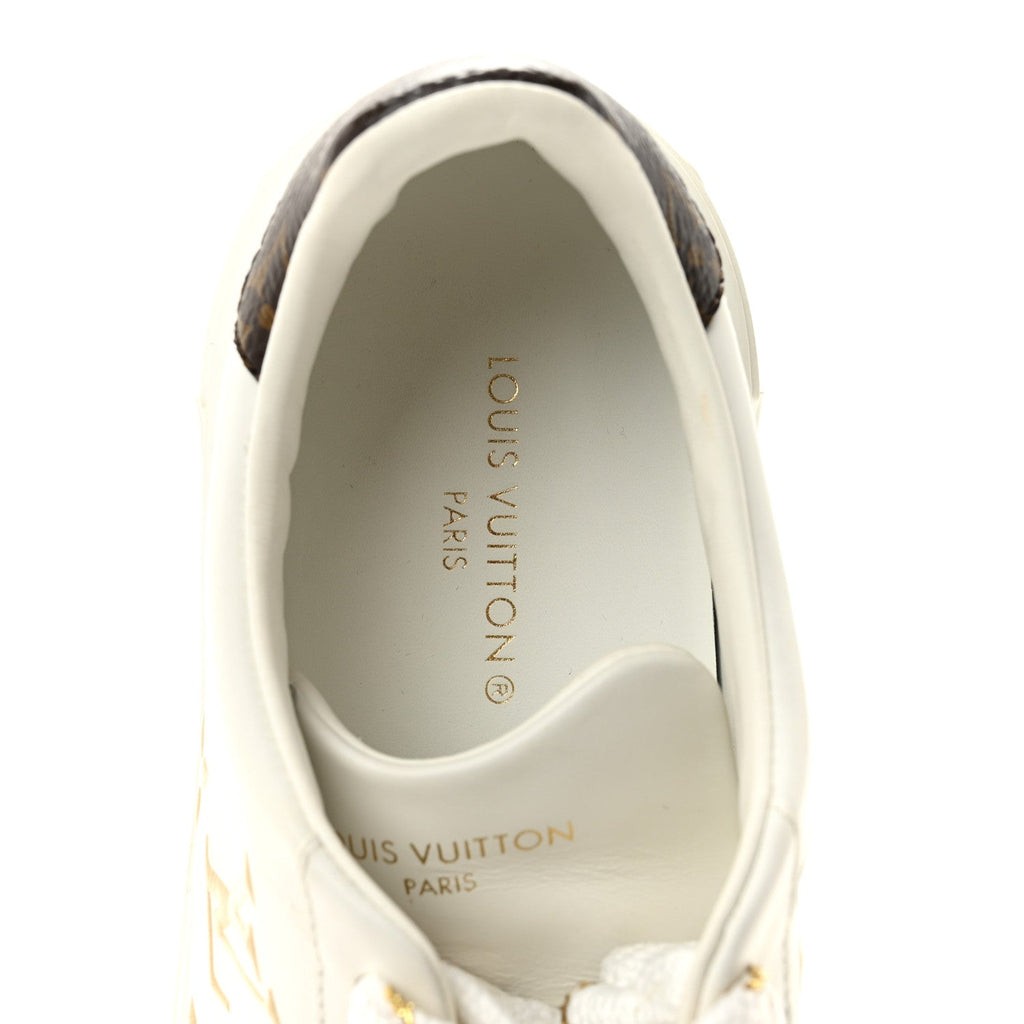 Calfskin Monogram Debossed Time Out Sneakers 37 White Gold £¨ Direct shipment via from wholesalehk.shop