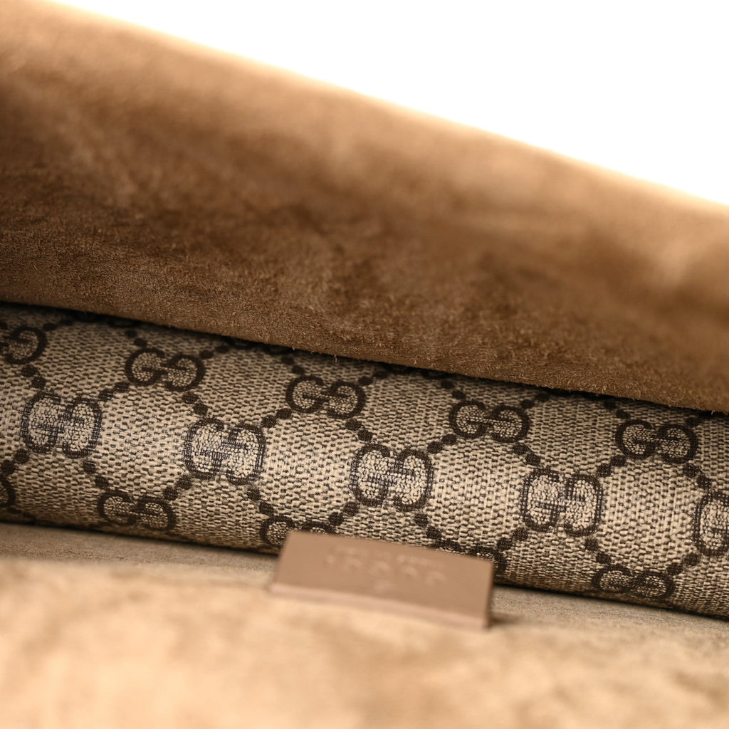 GG Supreme Monogram Suede Crystal Small Dionysus Shoulder Bag Beige Ebony Taupe wholesalehk.shop
