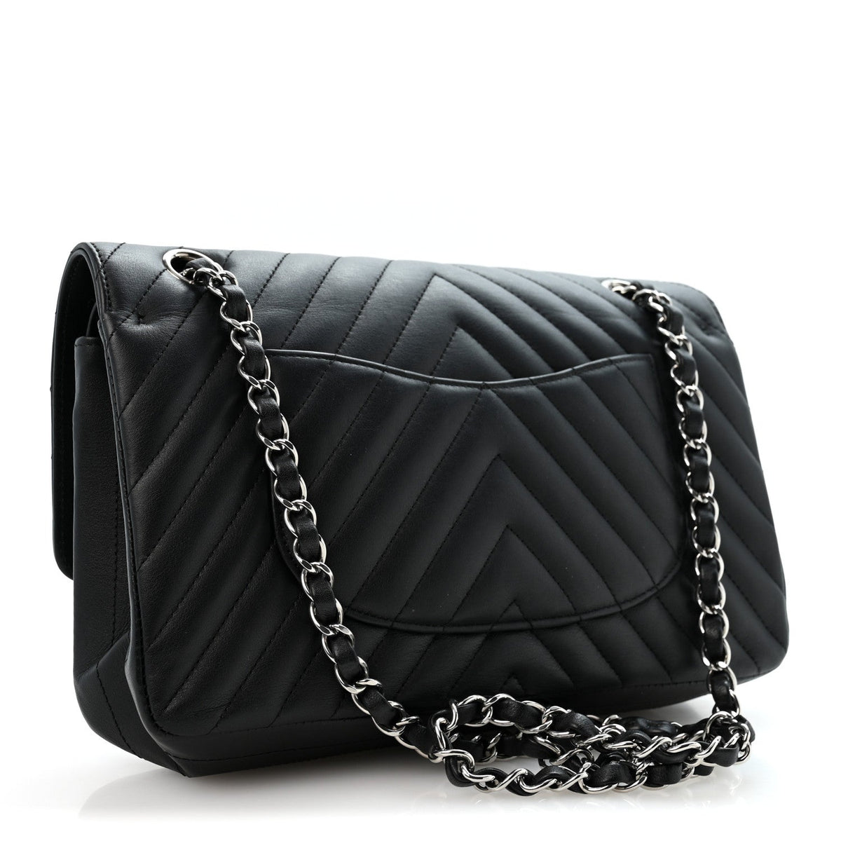 Lambskin Chevron Quilted Medium Double Flap Black wholesalehk.shop