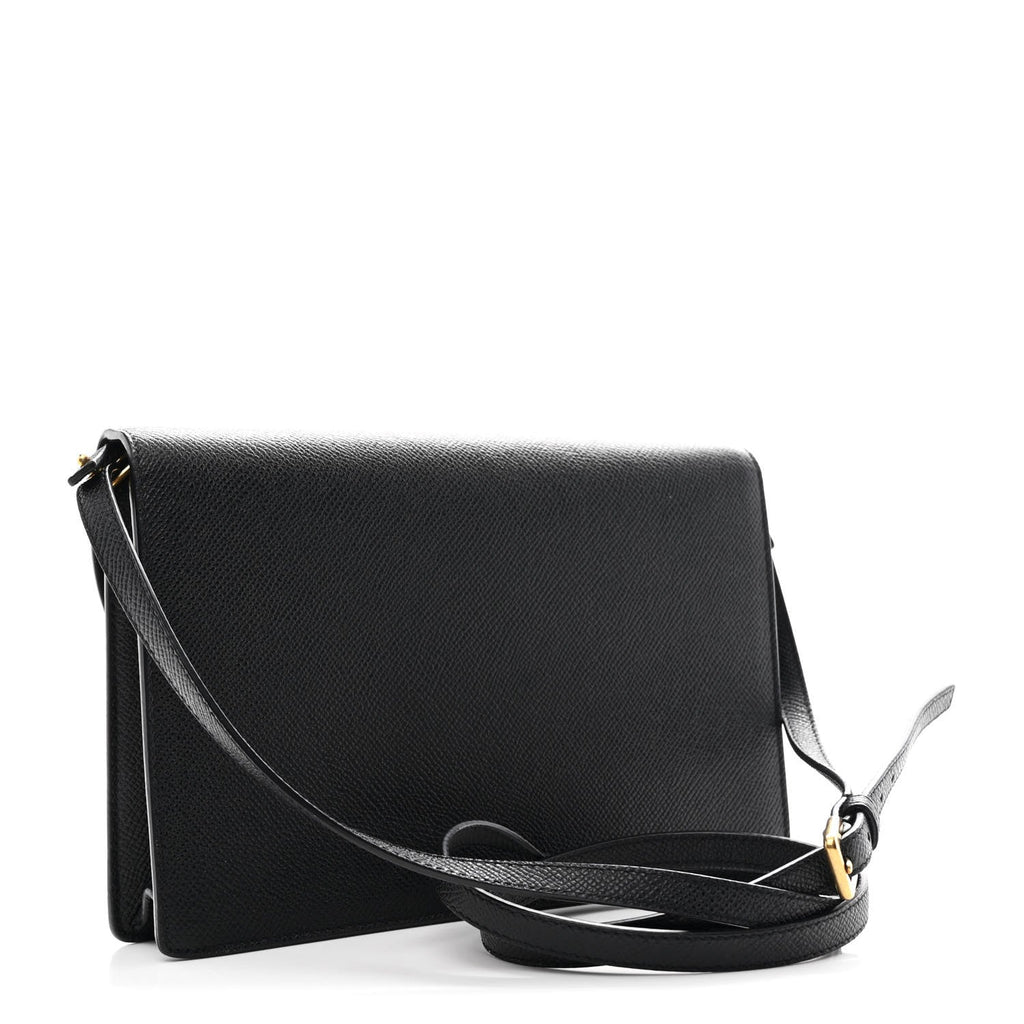 Grained Calfskin Saddle Pouch Bag Black wholesalehk.shop