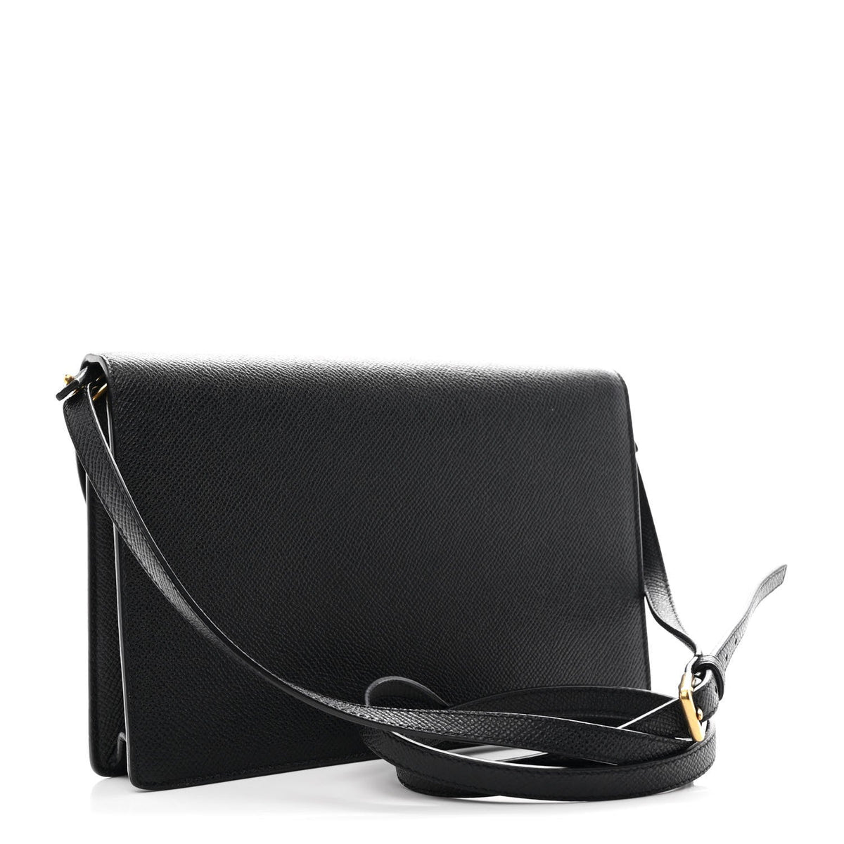 Grained Calfskin Saddle Pouch Bag Black wholesalehk.shop