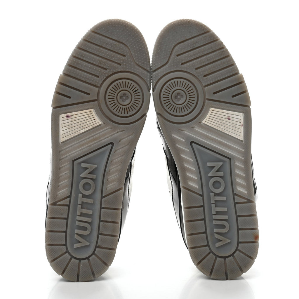 Calfskin Patent Mens LV Trainer Sneakers 9 White Black £¨ Direct shipment via from wholesalehk.shop