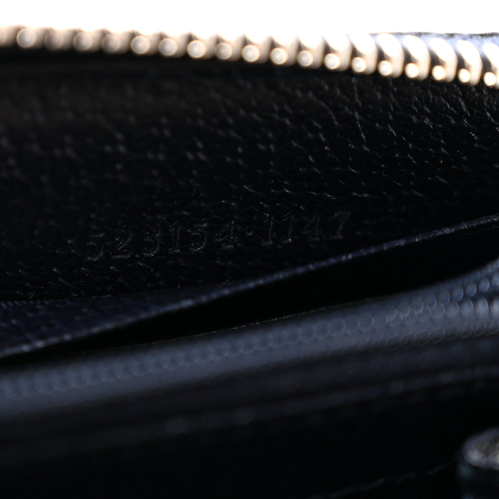 GG Supreme Monogram Textured Dollar Calfskin Web Ophidia Zip Around Wallet Beige Blue wholesalehk.shop