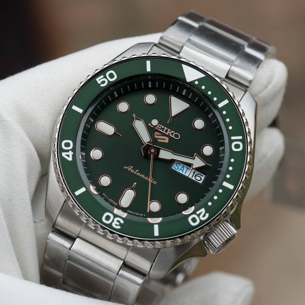 Seiko 5 Sports Automatic Analog Green Dial Silver Steel Strap Watch For Men - SRPD63K1 wholesalehk.shop