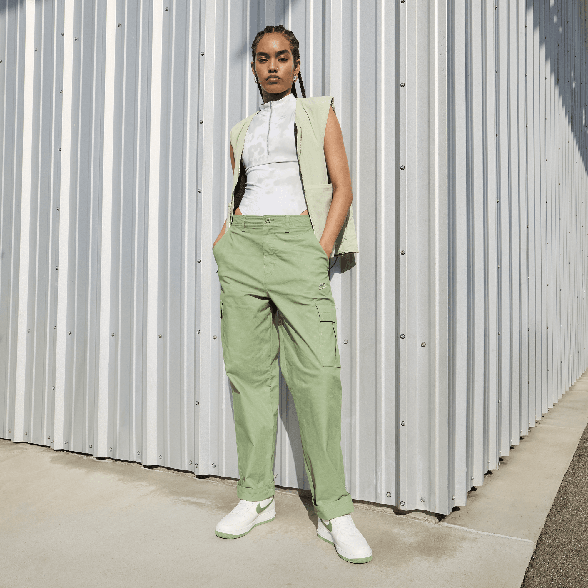 Women's Nike Air Force 1 '07  Next Nature "Sail Oil Green"