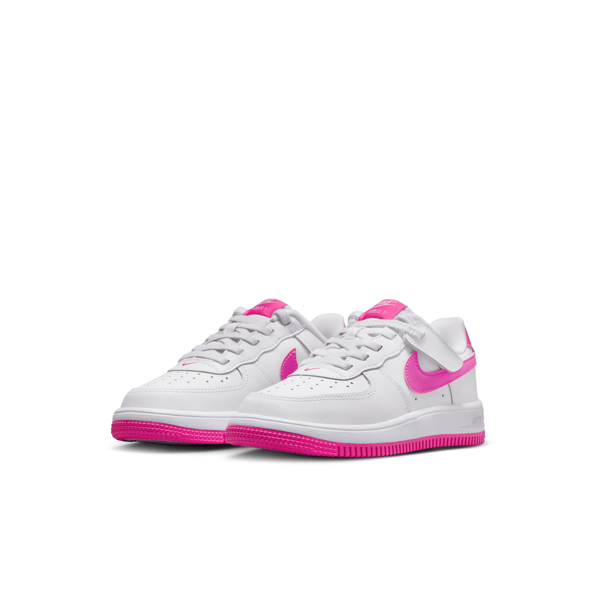 Little Kids' Nike Force 1 Low EasyOn "White Laser Fuchsia"
