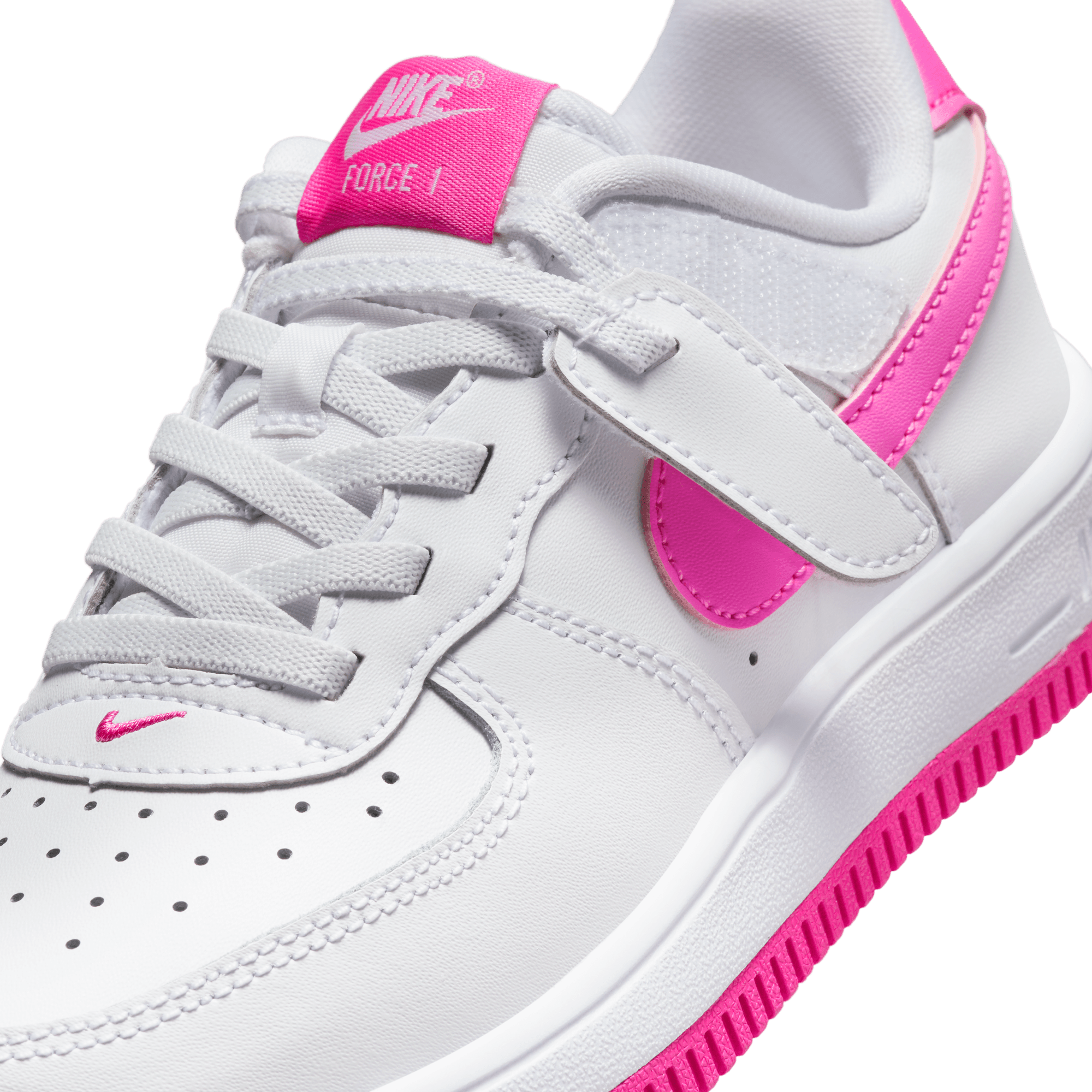 Little Kids' Nike Force 1 Low EasyOn "White Laser Fuchsia"