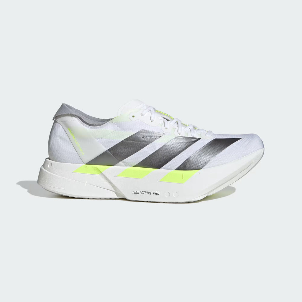 2026 New Arrival adidas Adizero Adios Pro 4 Shoes - Cloud White / Iron Metallic / Solar Yellow wholesalehk.shop
