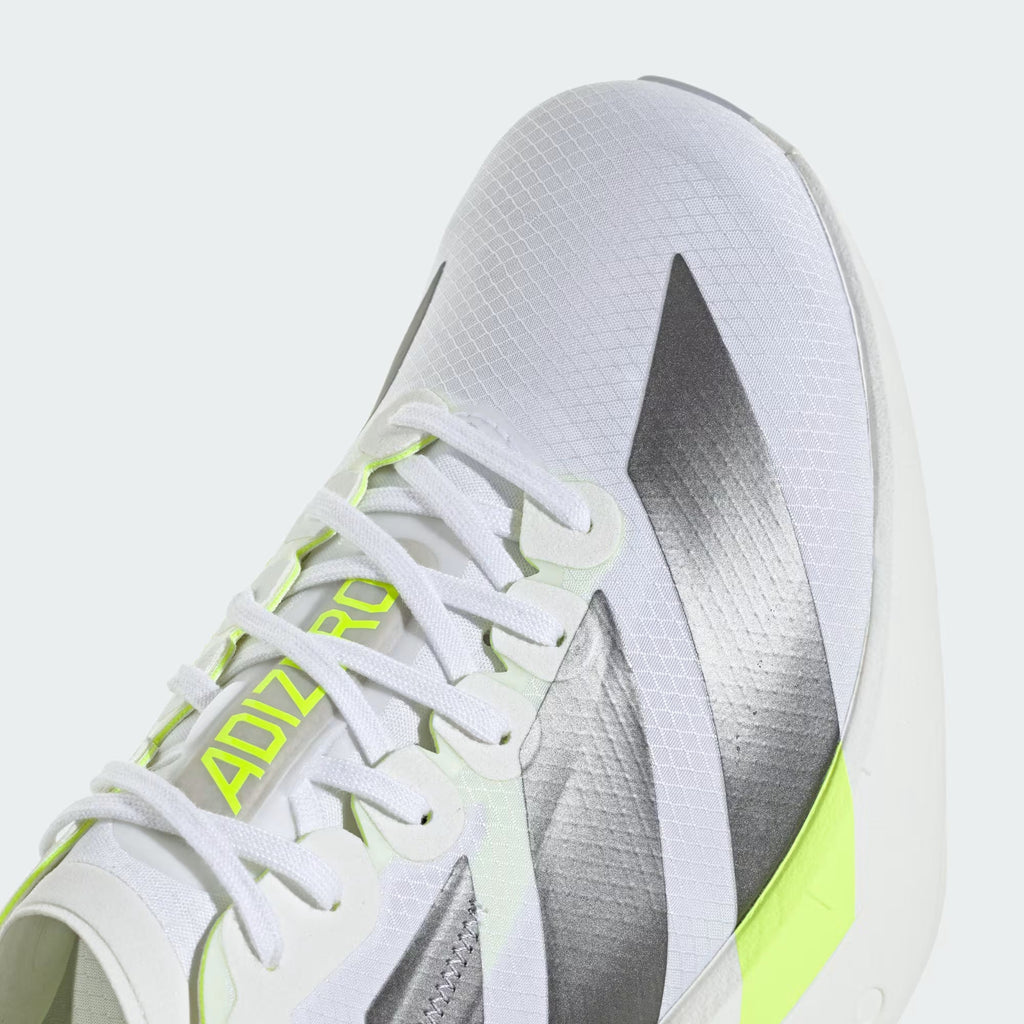 2026 New Arrival adidas Adizero Adios Pro 4 Shoes - Cloud White / Iron Metallic / Solar Yellow wholesalehk.shop