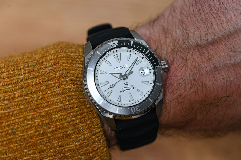 Seiko Shogun Prospex Titanium Divers Automatic White Dial Black Rubber Strap Watch For Men - SPB191J1 wholesalehk.shop