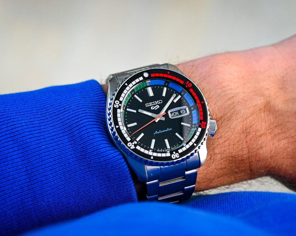 Seiko 5 Sports SKX Series Regatta Timer Retro Blue Dial Silver Steel Strap Watch For Men - SRPK13K1 wholesalehk.shop