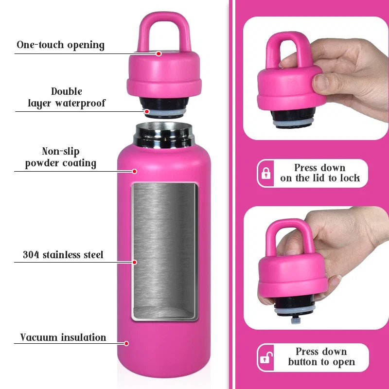 US Warehouse 26oz Classic Tumbler Leak-Proof One-Touch Opening Outdoor Camping Thermal Water Bottle Comfortable Handle Gift