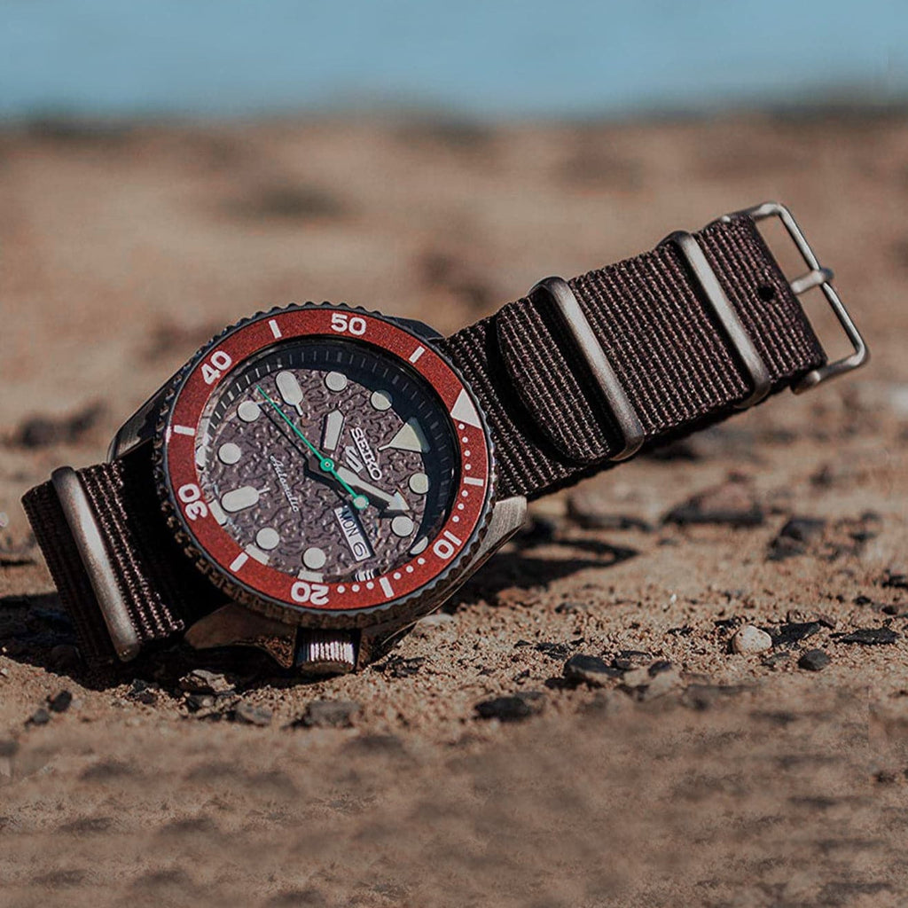 Seiko 5 Sport Automatic Brown Dial Brown Nylon Strap Watch For Men - SRPD85K1 wholesalehk.shop