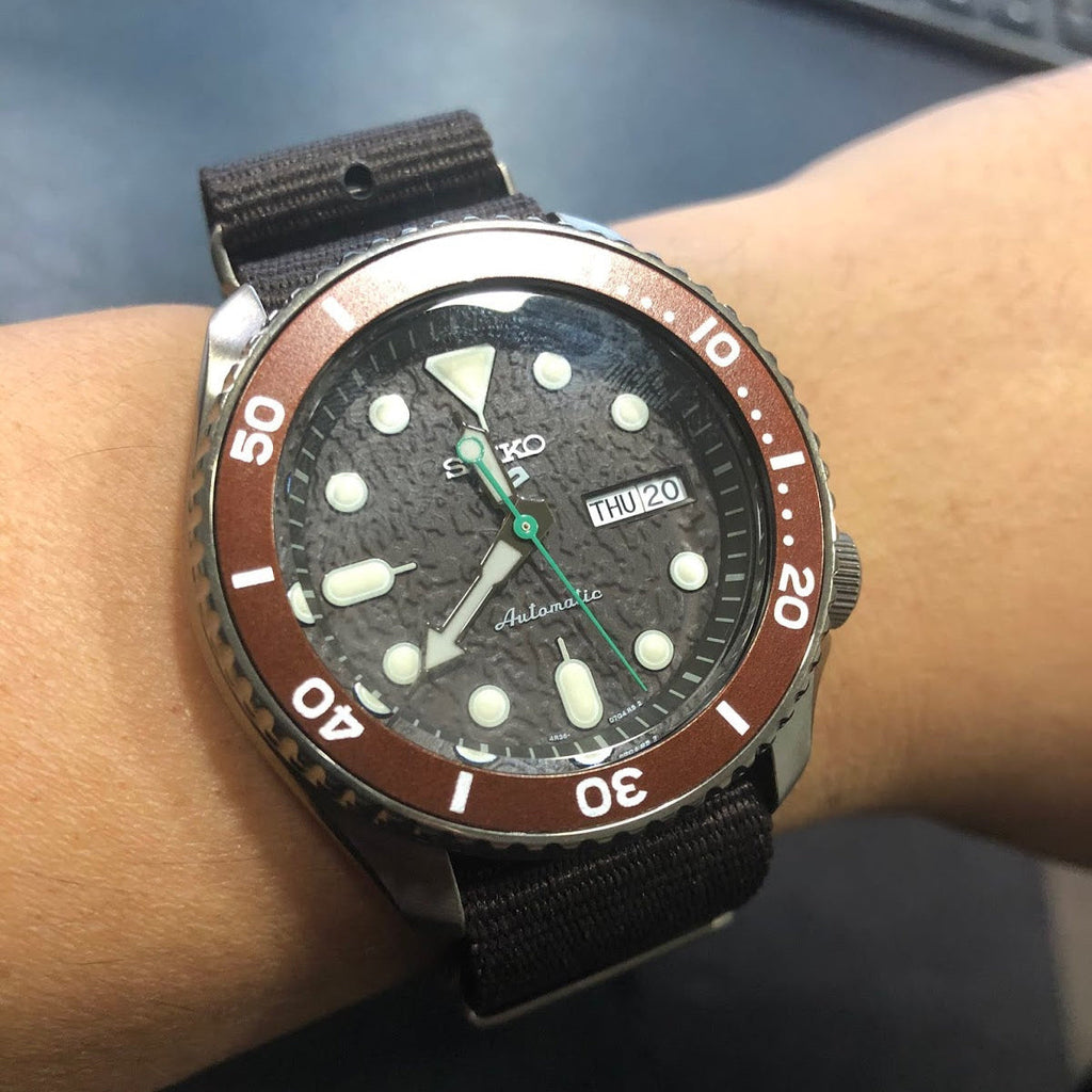 Seiko 5 Sport Automatic Brown Dial Brown Nylon Strap Watch For Men - SRPD85K1 wholesalehk.shop