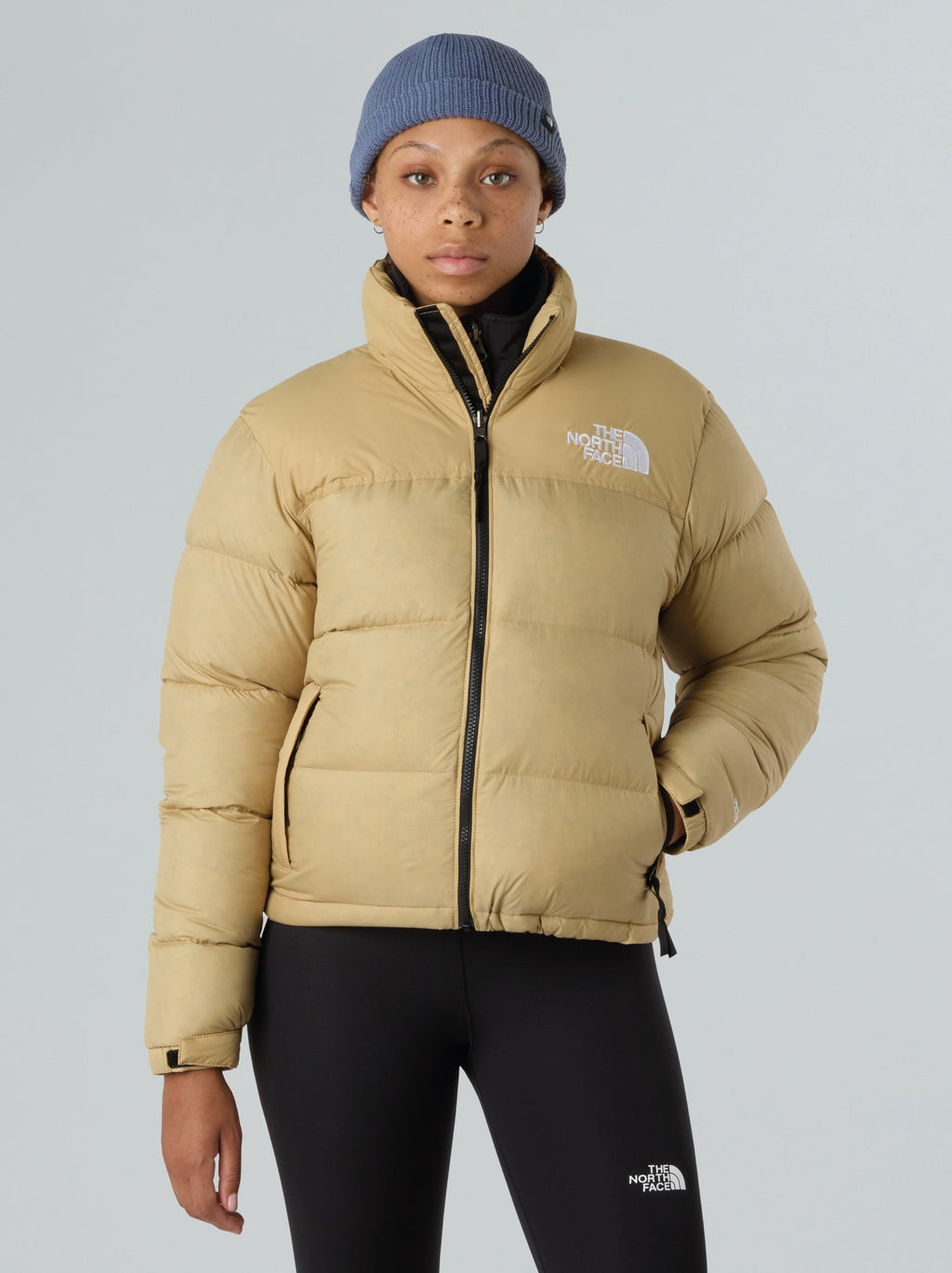 2026 New Arrival Giacca Retro Nuptse Squadrato da Donna Beige wholesalehk.shop