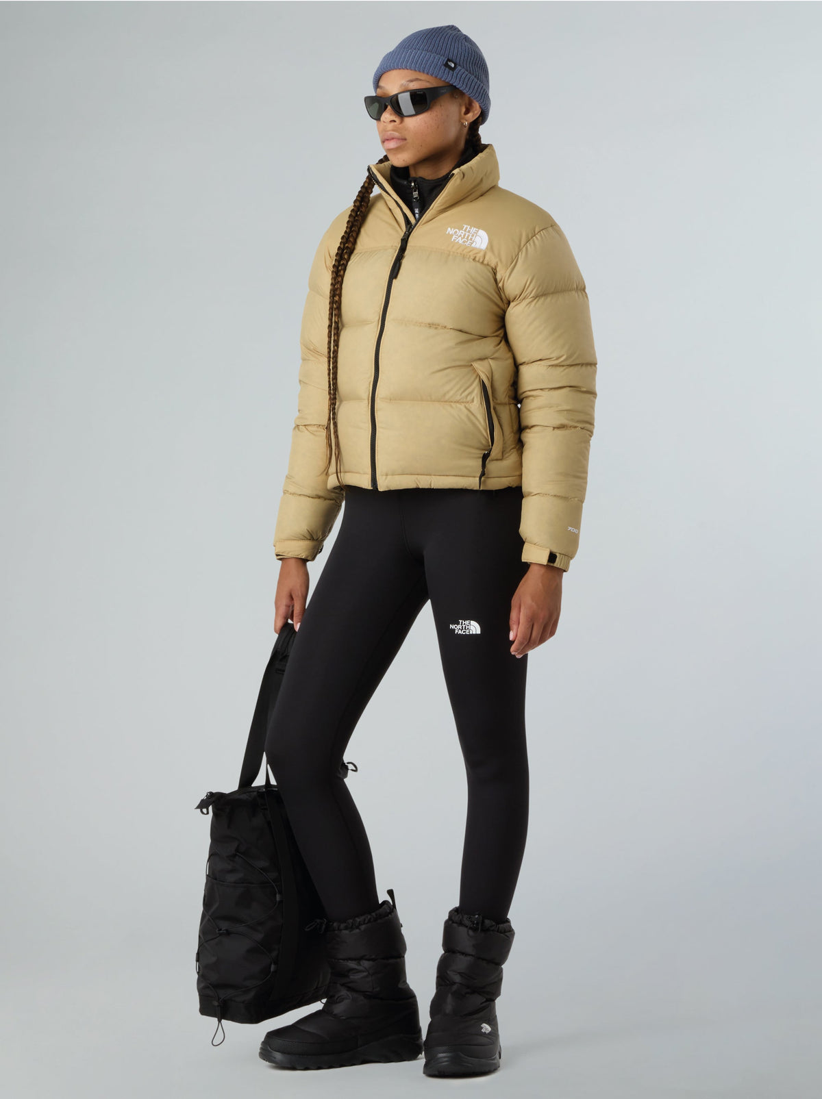 2026 New Arrival Giacca Retro Nuptse Squadrato da Donna Beige wholesalehk.shop