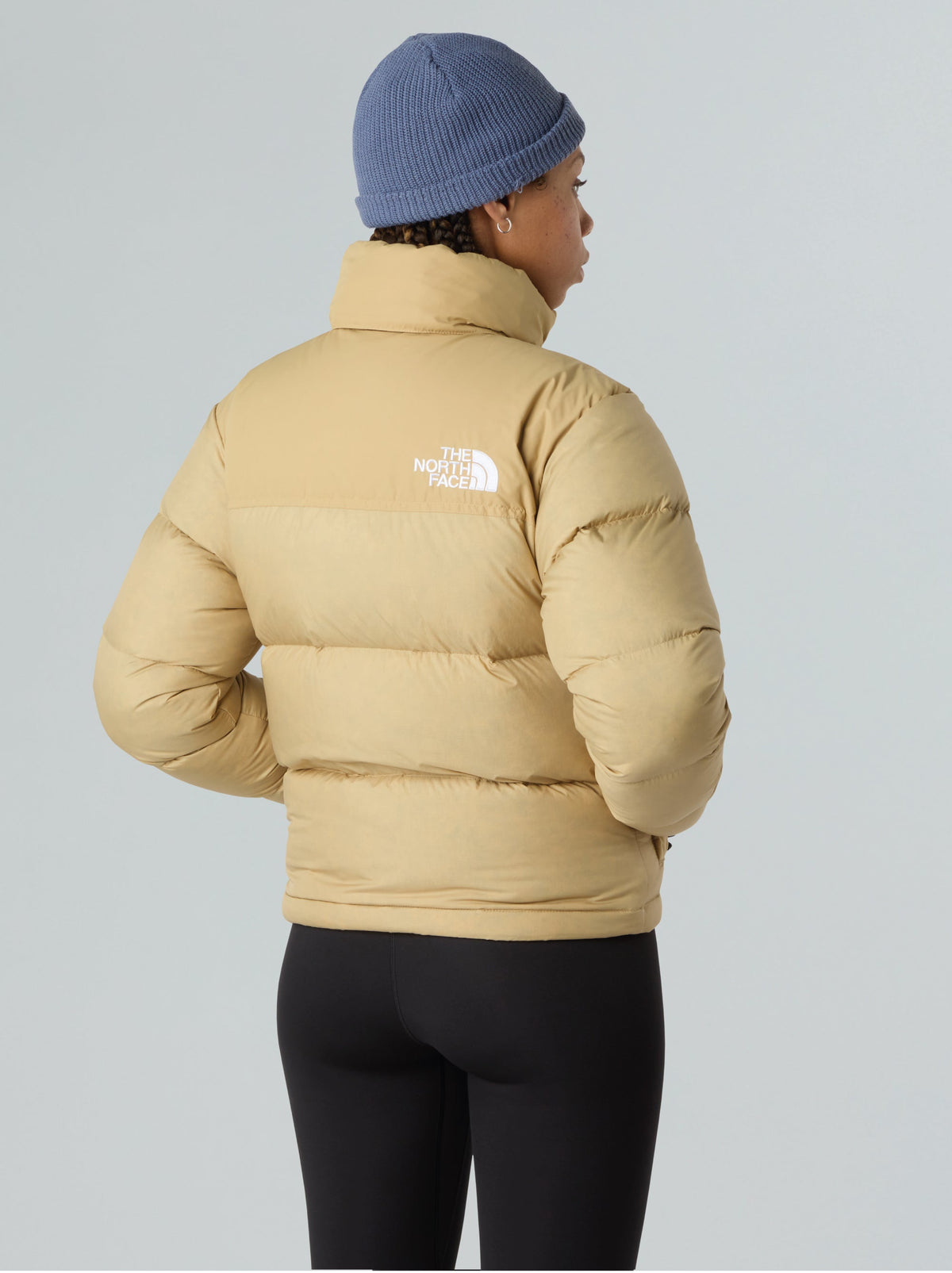 2026 New Arrival Giacca Retro Nuptse Squadrato da Donna Beige wholesalehk.shop