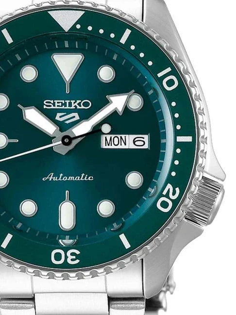 Seiko 5 Sports Automatic Green Dial Silver Steel Strap Watch For Men - SRPD61K1 wholesalehk.shop