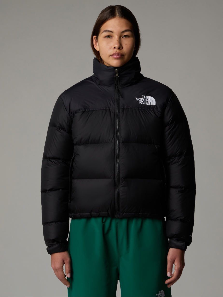 2026 New Arrival Giacca Retro Nuptse Squadrato da Donna Nero wholesalehk.shop