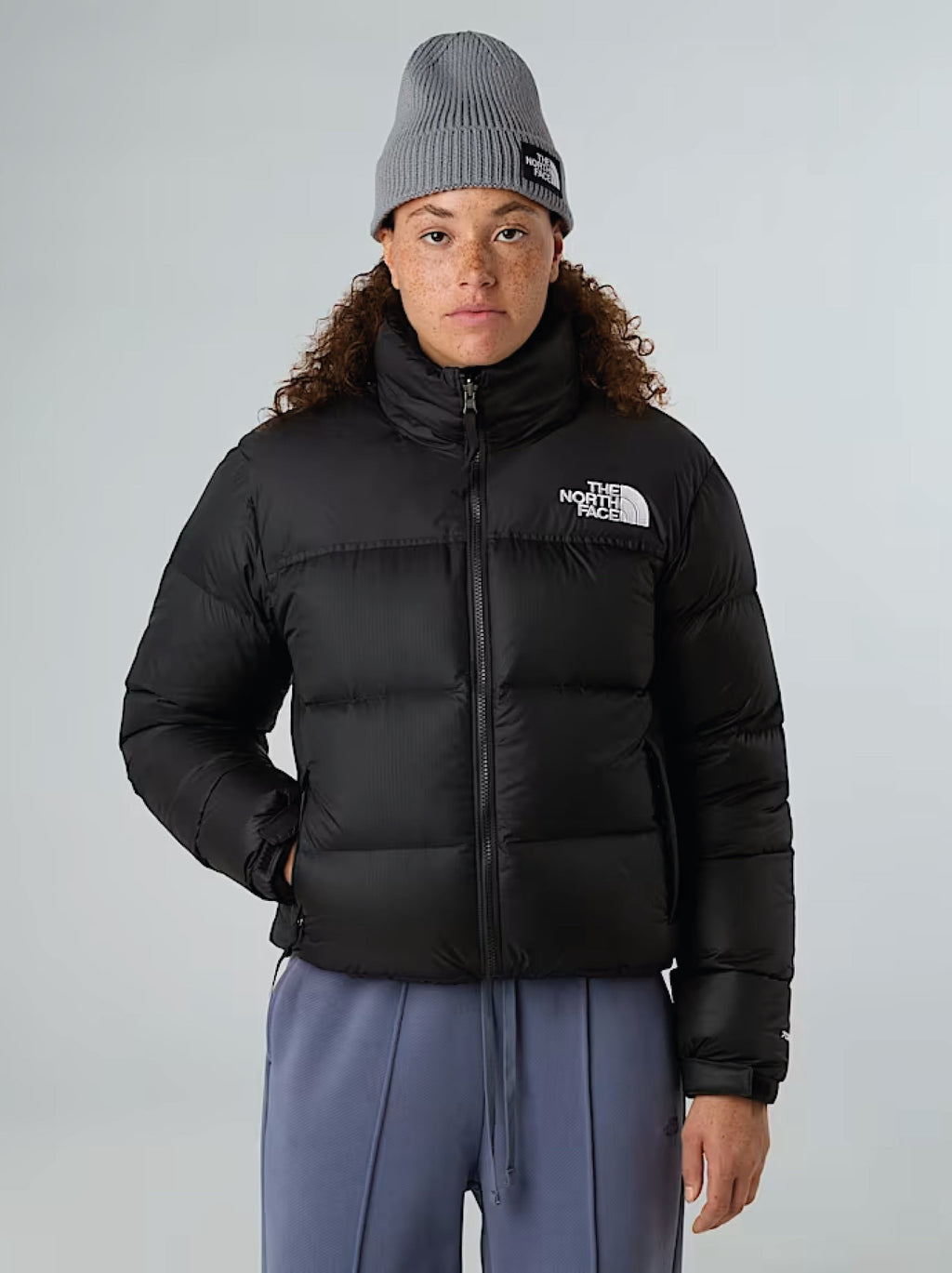 2026 New Arrival Giacca Retro Nuptse Squadrato da Donna Nero wholesalehk.shop