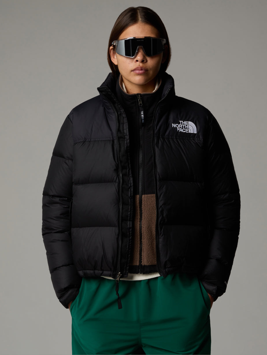 2026 New Arrival Giacca Retro Nuptse Squadrato da Donna Nero wholesalehk.shop