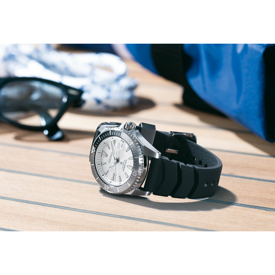 Seiko Shogun Prospex Titanium Divers Automatic White Dial Black Rubber Strap Watch For Men - SPB191J1 wholesalehk.shop