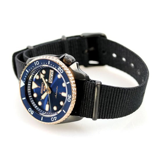 Seiko 5 Sports Automatic Blue Dial Black NATO Strap Watch for Men - SBSA098 wholesalehk.shop