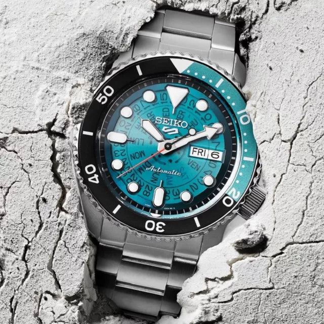 Seiko 5 Sports SKX Skeleton Green Dial Silver Steel Strap Watch For Men - SRPJ45K1 wholesalehk.shop
