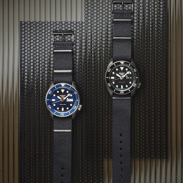 Seiko 5 Sports Automatic Blue Dial Black NATO Strap Watch for Men - SBSA098 wholesalehk.shop