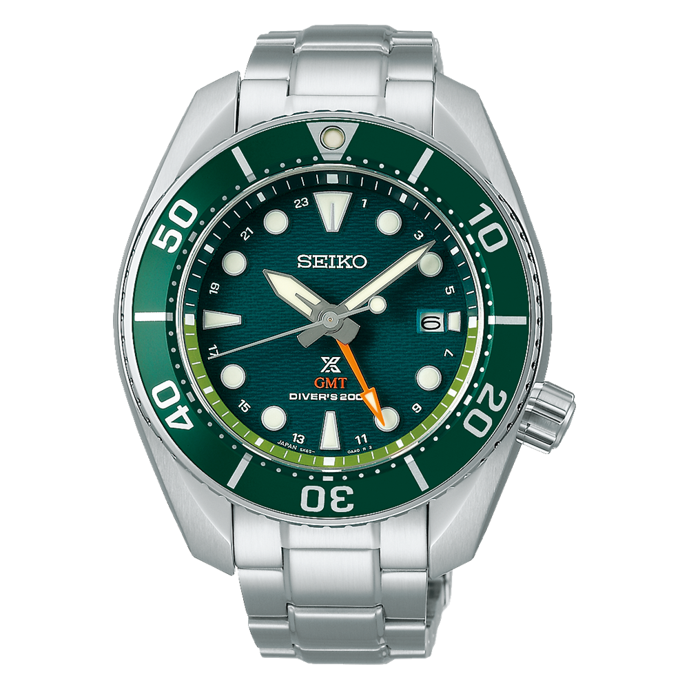Seiko Prospex GMT Divers Automatic Marine Green Dial Silver Steel Strap Watch For Men - SPB381J1 wholesalehk.shop