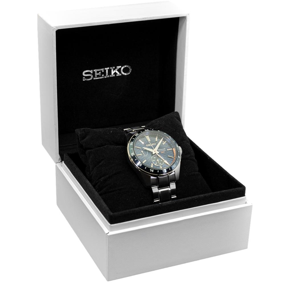 Seiko Presage Sharp Edged Series GMT Green Dial Silver Steel Strap Watch For Men - SPB219J1 wholesalehk.shop