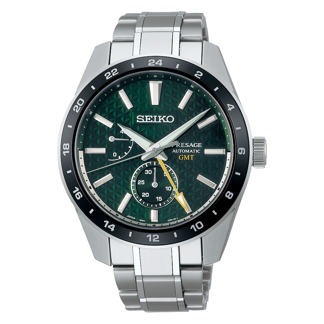 Seiko Presage Sharp Edged Series GMT Green Dial Silver Steel Strap Watch For Men - SPB219J1 wholesalehk.shop