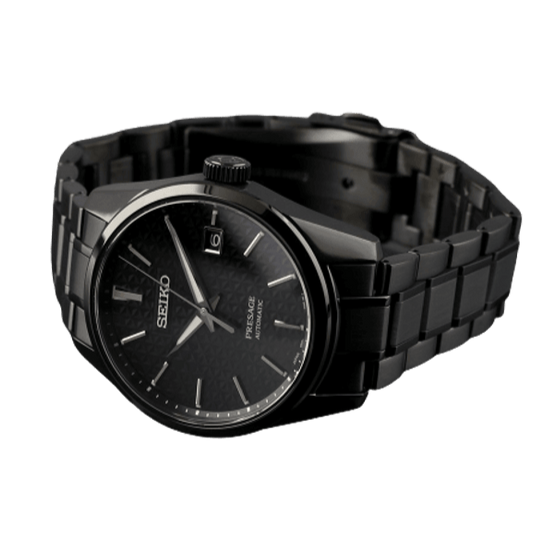 Seiko Presage Sharp Edged Series Black Dial Black Steel Strap Watch For Men - SPB229J1 wholesalehk.shop
