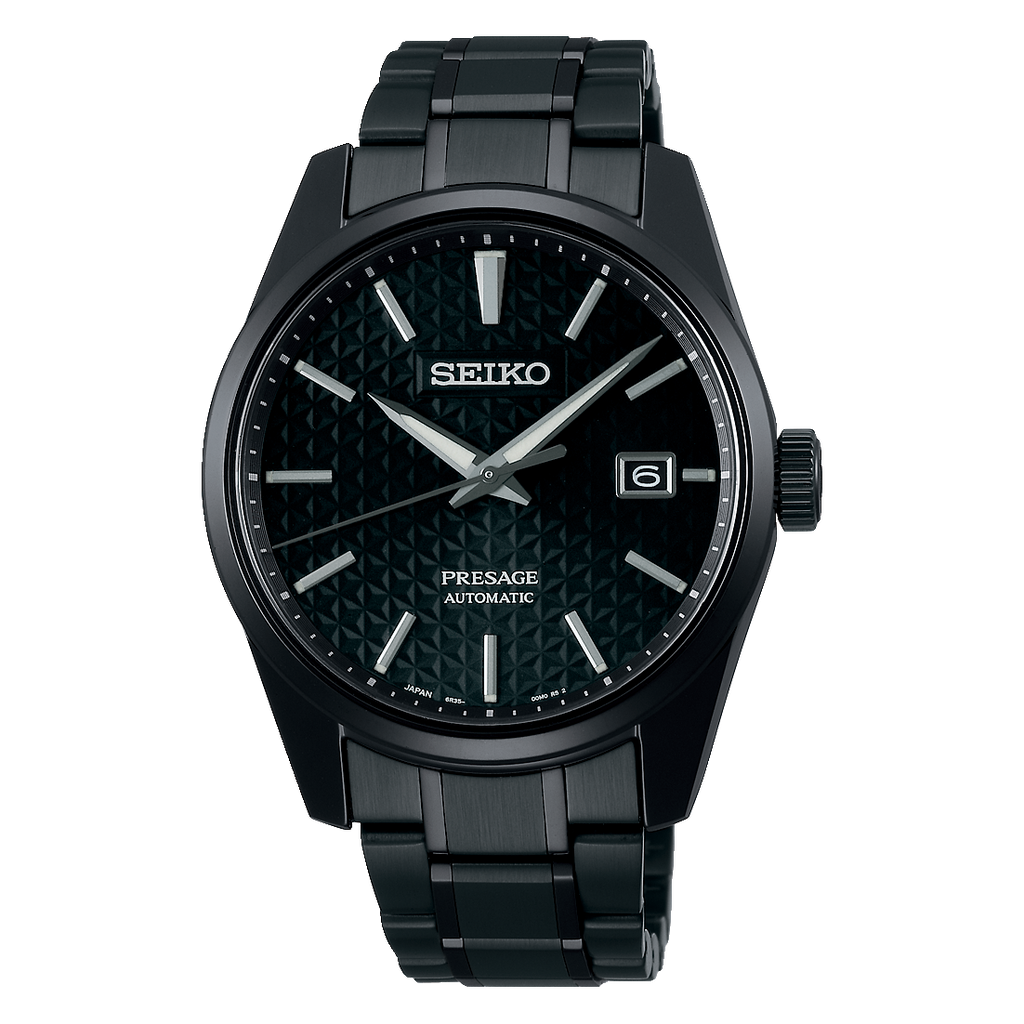 Seiko Presage Sharp Edged Series Black Dial Black Steel Strap Watch For Men - SPB229J1 wholesalehk.shop
