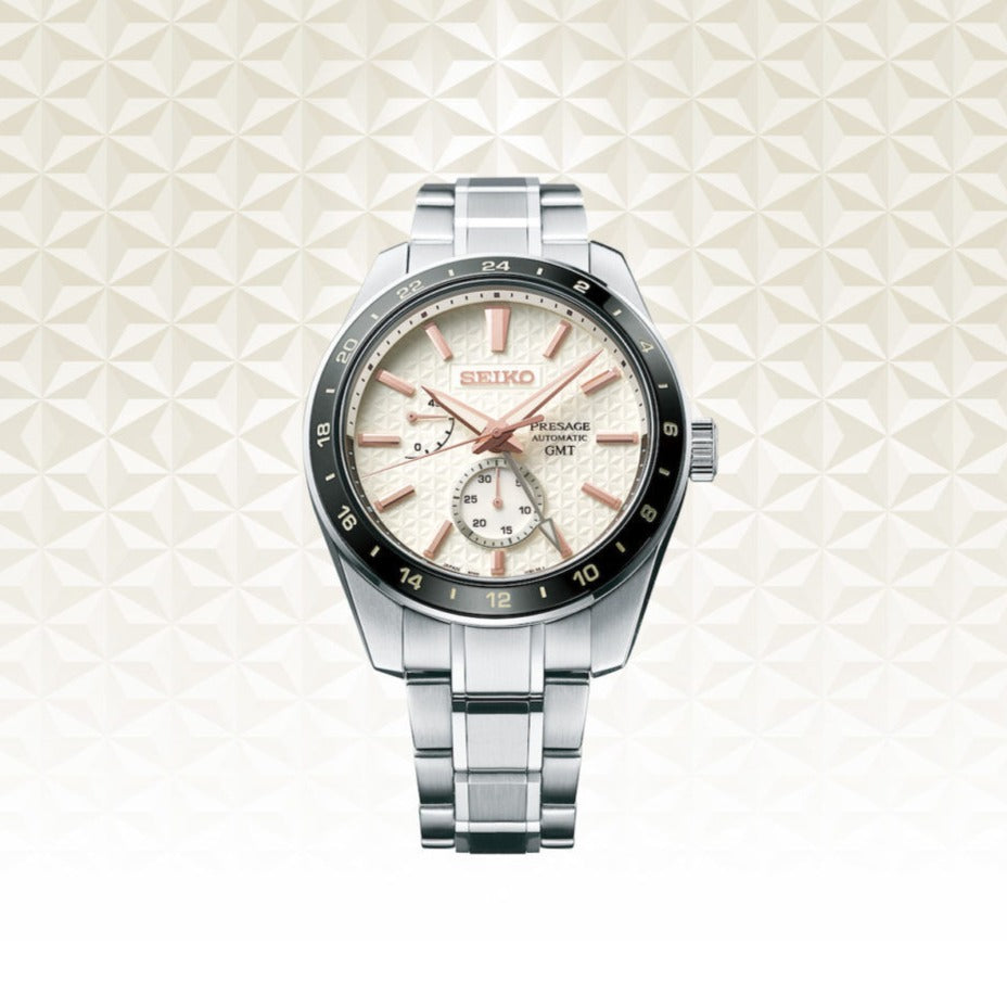 Seiko Presage Sharp Edged Series Automatic GMT Champagne Dial Silver Steel Strap Watch For Men - SPB273J1 wholesalehk.shop