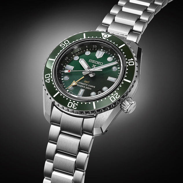 Seiko Prospex GMT Divers Automatic Marine Green Dial Silver Steel Strap Watch For Men - SPB381J1 wholesalehk.shop