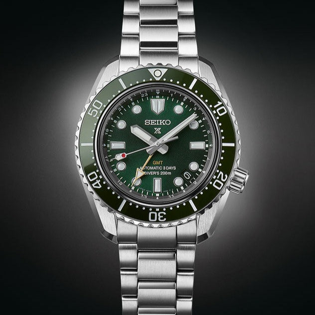 Seiko Prospex GMT Divers Automatic Marine Green Dial Silver Steel Strap Watch For Men - SPB381J1 wholesalehk.shop