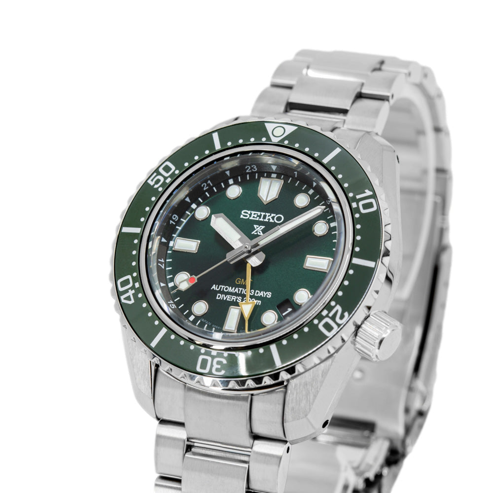 Seiko Prospex GMT Divers Automatic Marine Green Dial Silver Steel Strap Watch For Men - SPB381J1 wholesalehk.shop