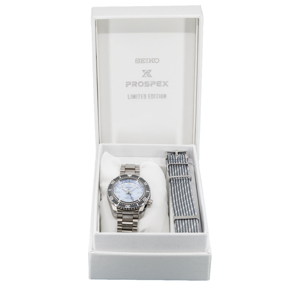 Seiko Prospex Limited Edition Automatic GMT Glacier Blue Dial Silver Steel Strap Watch For Men - SPB385J1 wholesalehk.shop