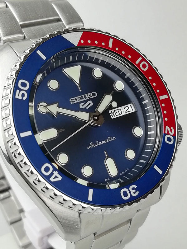 Seiko 5 Sports Automatic Blue Dial Silver Steel Strap Watch For Men - SRPD53K1 wholesalehk.shop