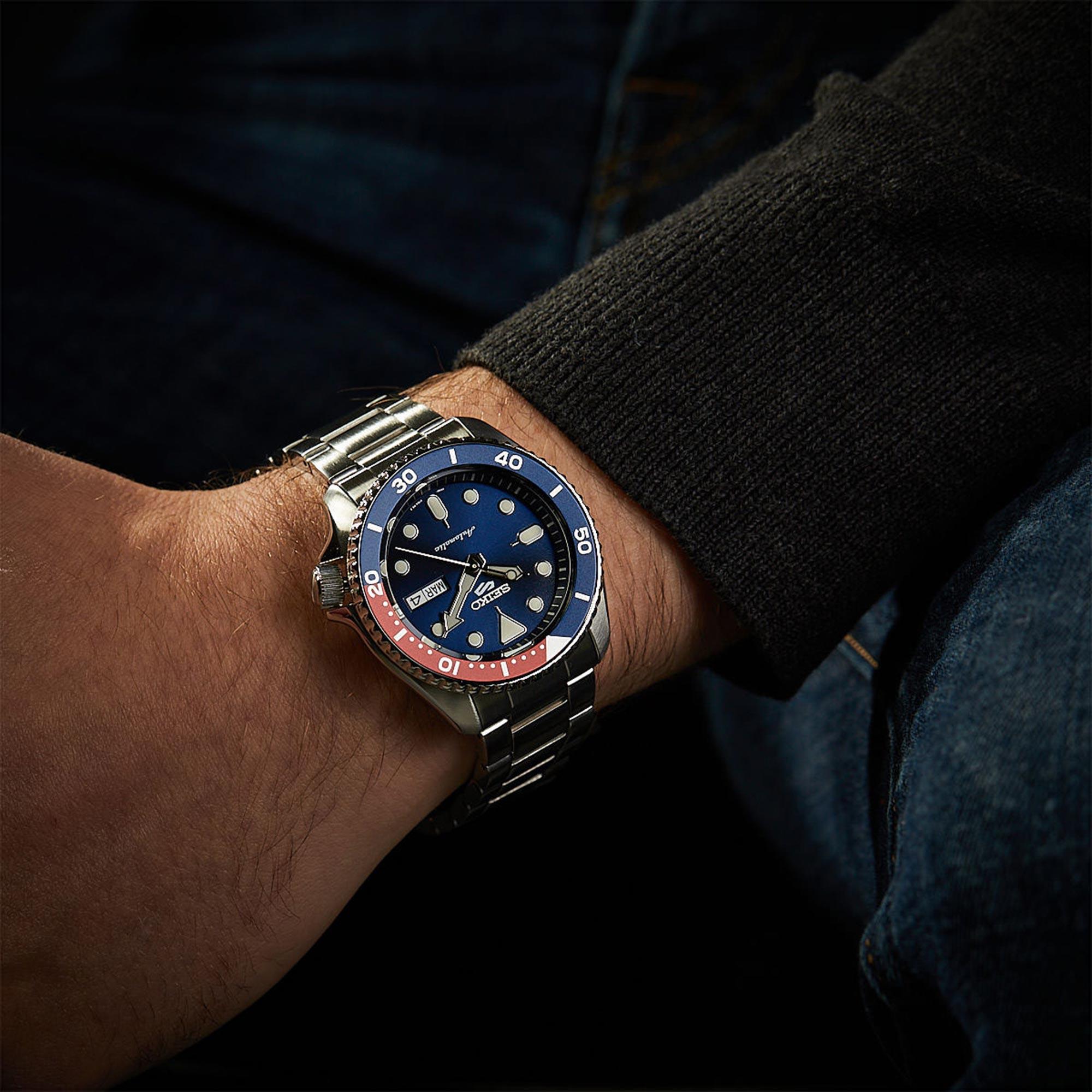 Seiko 5 Sports Automatic Blue Dial Silver Steel Strap Watch For Men - SRPD53K1 wholesalehk.shop