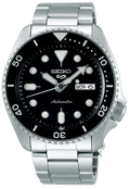 Seiko 5 Sports Automatic Black Dial Silver Steel Strap Watch For Men - SRPD57K1 wholesalehk.shop