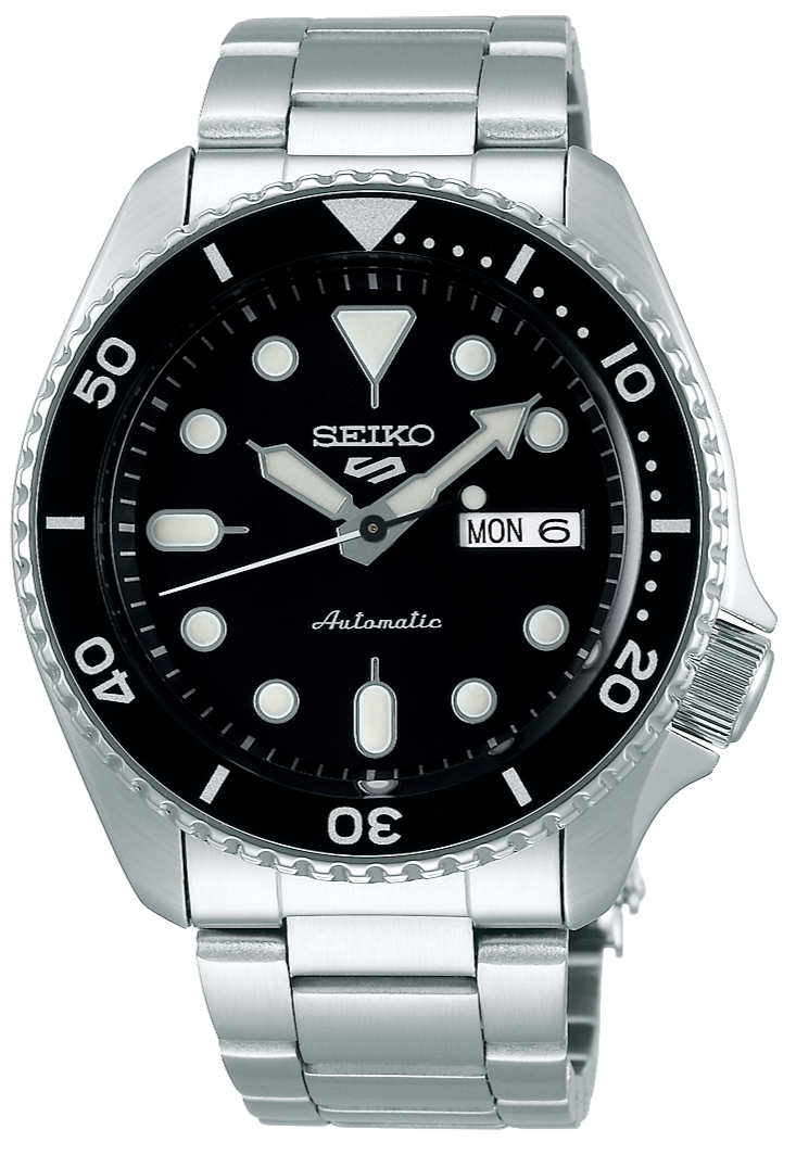 Seiko 5 Sports Automatic Black Dial Silver Steel Strap Watch For Men - SRPD57K1 wholesalehk.shop