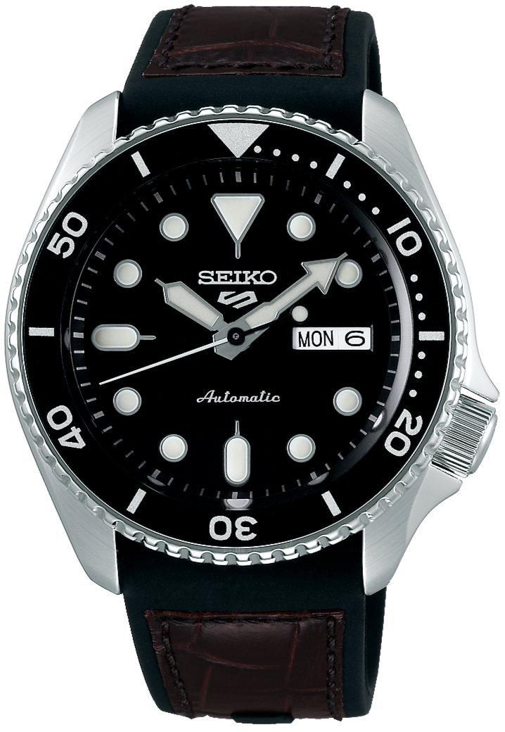 Seiko 5 Sports SKX Automatic Black Dial Black Leather Strap Watch for Men - SRPD55K2 wholesalehk.shop