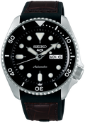 Seiko 5 Sports SKX Automatic Black Dial Black Leather Strap Watch for Men - SRPD55K2 wholesalehk.shop