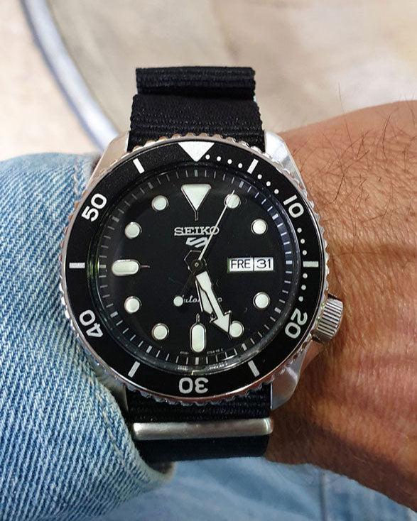 Seiko 5 Sports SKX Automatic Black Dial Black NATO Strap Watch For Men - SRPD55K3 wholesalehk.shop