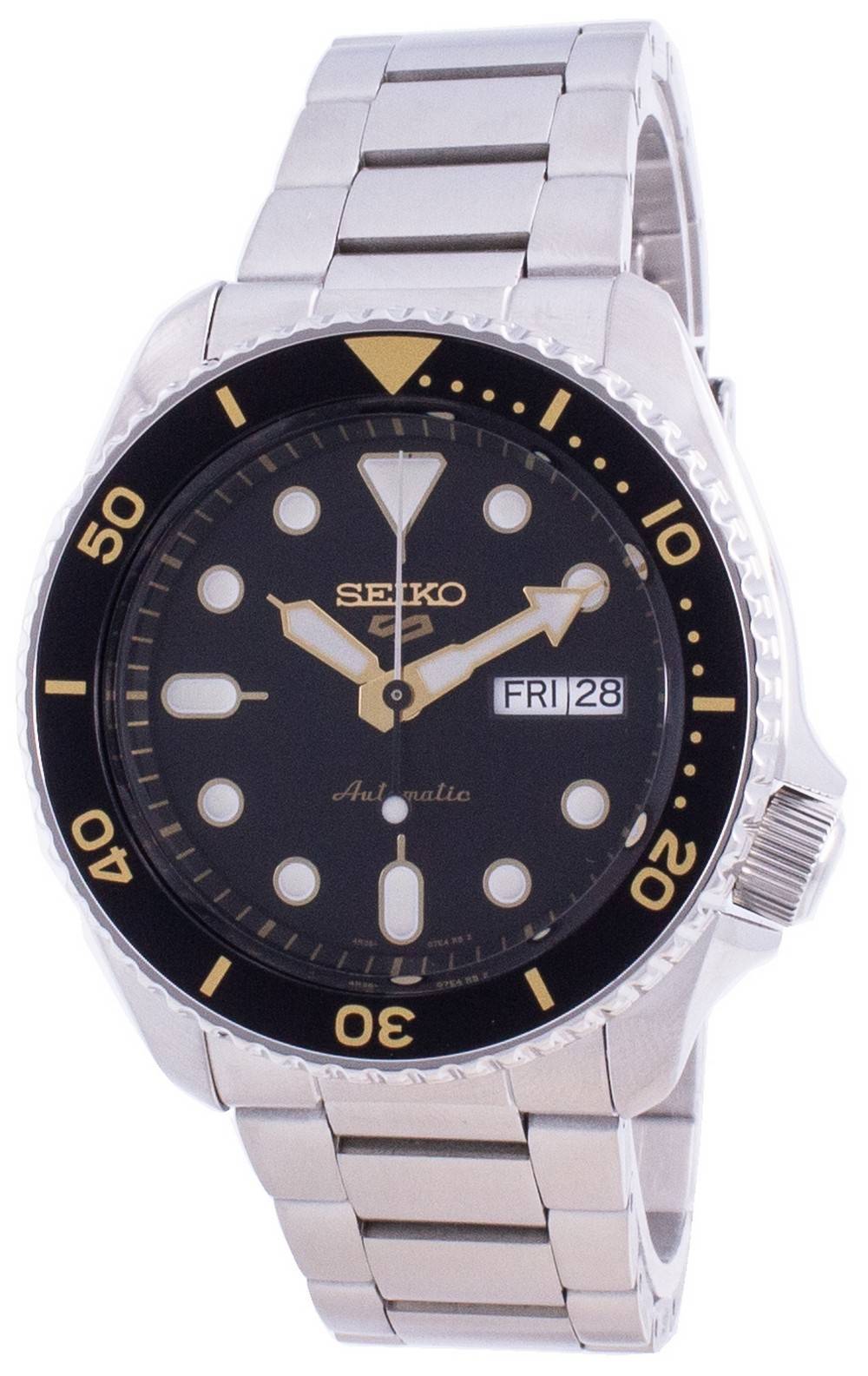 Seiko 5 Sports Automatic Black Dial Silver Steel Strap Watch For Men - SRPD57K1 wholesalehk.shop