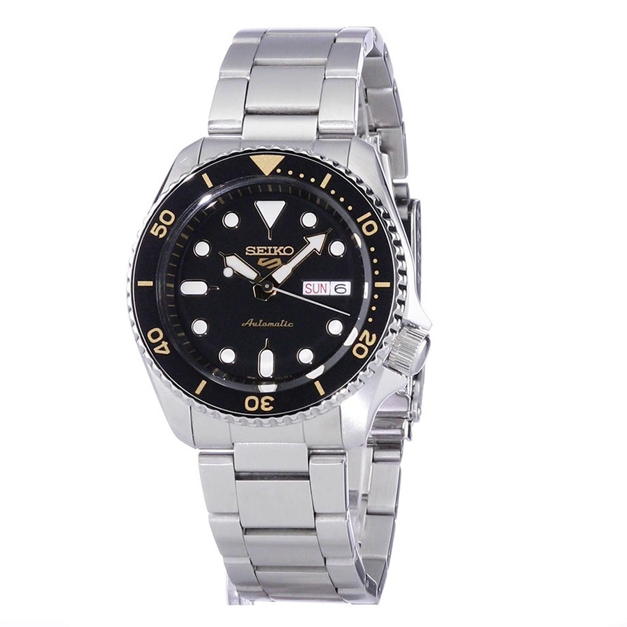 Seiko 5 Sports Automatic Black Dial Silver Steel Strap Watch For Men - SRPD57K1 wholesalehk.shop