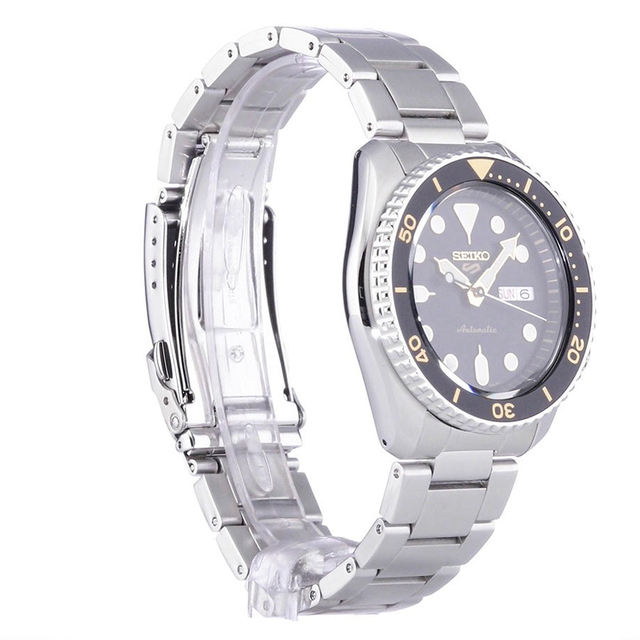 Seiko 5 Sports Automatic Black Dial Silver Steel Strap Watch For Men - SRPD57K1 wholesalehk.shop