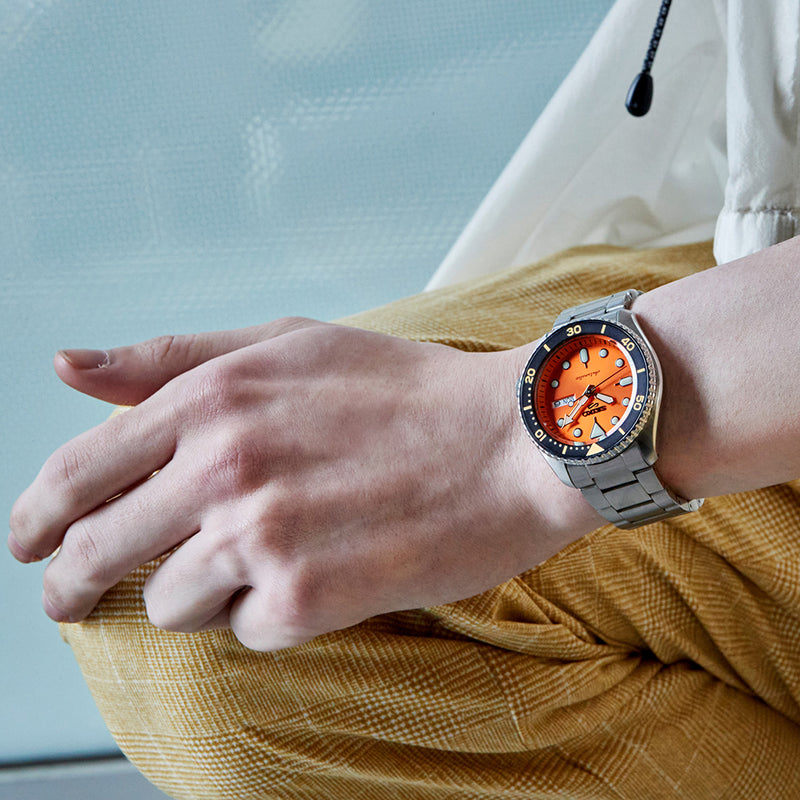 Seiko 5 Sports Automatic Orange Dial Silver Steel Strap Watch For Men - SRPD59K1 wholesalehk.shop